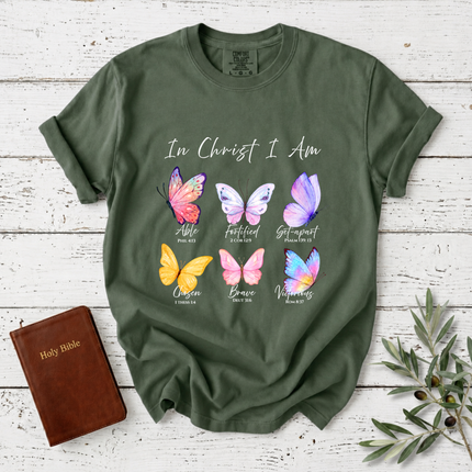 Comfort Colors In Christ I Am Butterfly T-Shirt