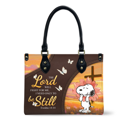 "The Lord Will Fight For Me, I Need Only To Be Still" Christian Leather Handbag