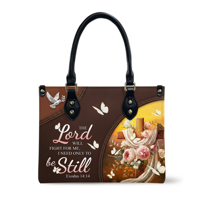 The Lord Will Fight For Me Leather Handbag