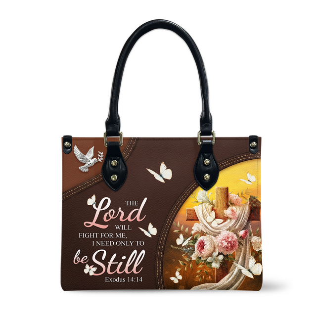 The Lord Will Fight For Me Leather Handbag
