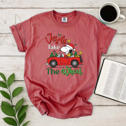 Jesus Takes The Wheel Snoopy Comfort Color T-Shirt