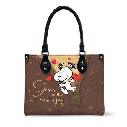 Jesus Is The Heart's Joy Leather Handbag