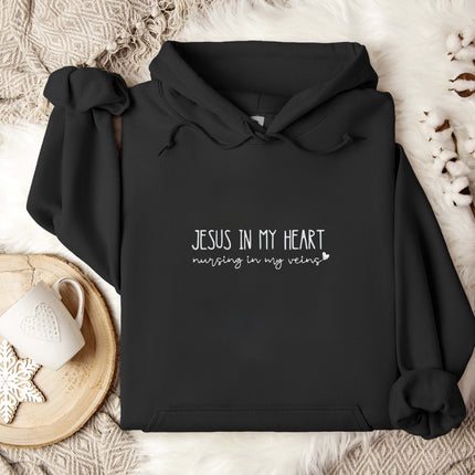 Jesus Heals I Just Nurse Embroidered Hoodie