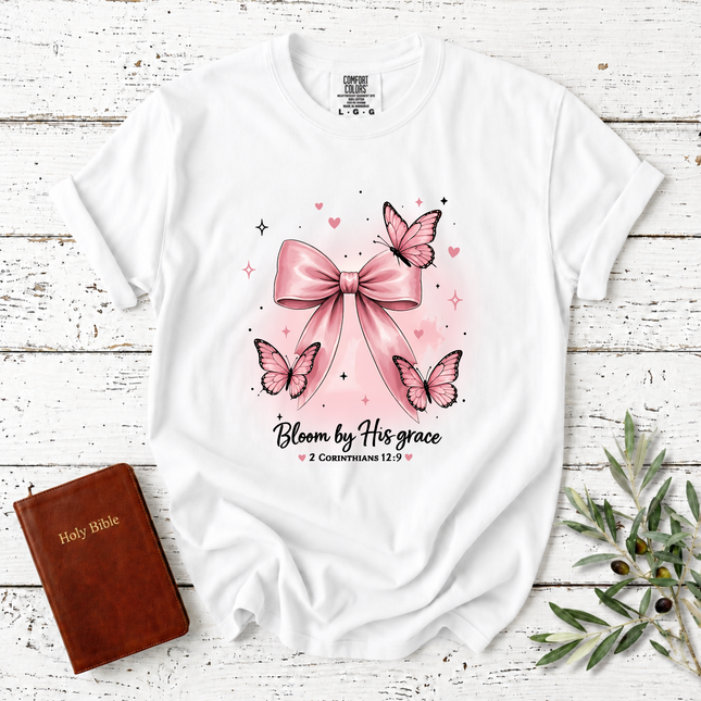 Comfort Colors Bloom by His Grace Coquette Bow T-Shirt