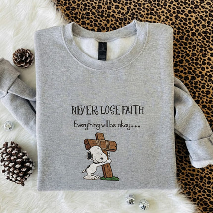 never lose faith Embroidered Sweatshirt