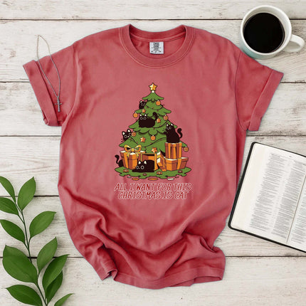 Comfort Colors All I Want for This Christmas Is Cat T-Shirt