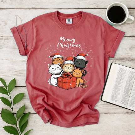 Comfort Colors Happy Meowy Christmas T-Shirt