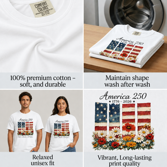 Comfort Colors America 250 Faith & Freedom Floral T-Shirt