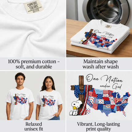 Comfort Colors One Nation Under God Christian Patriotic Map T-Shirt