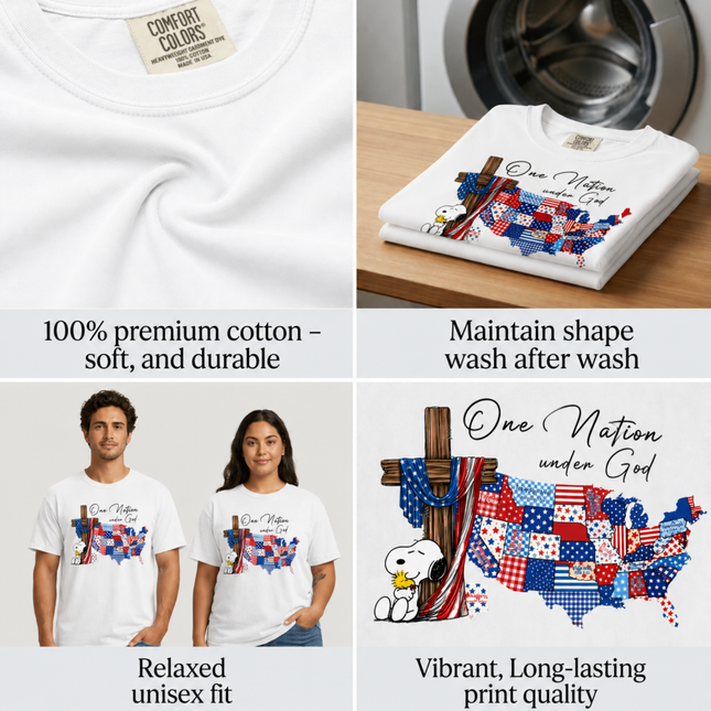 Comfort Colors One Nation Under God Christian Patriotic Map T-Shirt
