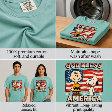 Comfort Colors God Bless America Retro Patriotic Friends T-Shirt