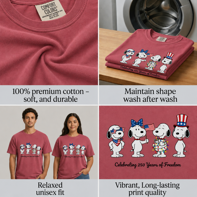 Comfort Colors Celebrating 250 Years of Freedom Patriotic Puppies T-Shirt