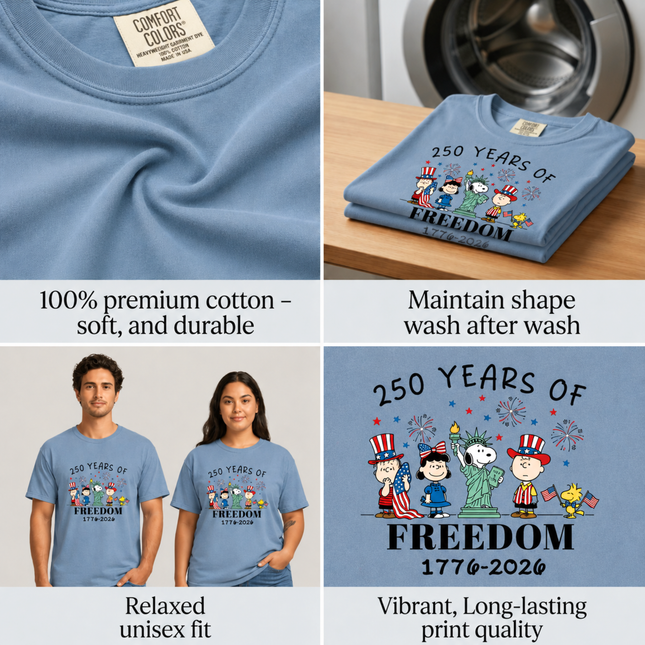 Comfort Colors 250 Years of Freedom Historical Patriotic Friends T-Shirt