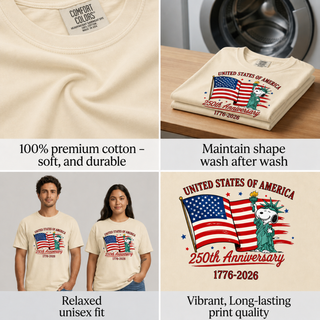 Comfort Colors USA 250th Anniversary Statue of Liberty Mascot T-Shirt