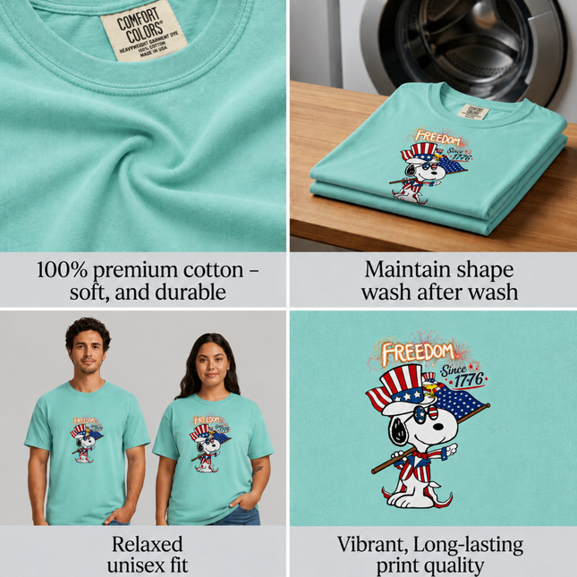 Comfort Colors Freedom Since 1776 Patriotic Snoopy Uncle Sam T-Shirt