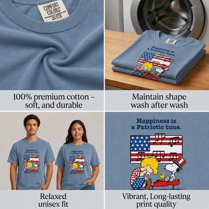 Comfort Colors Happiness is a Patriotic Tune Music Lover T-Shirt