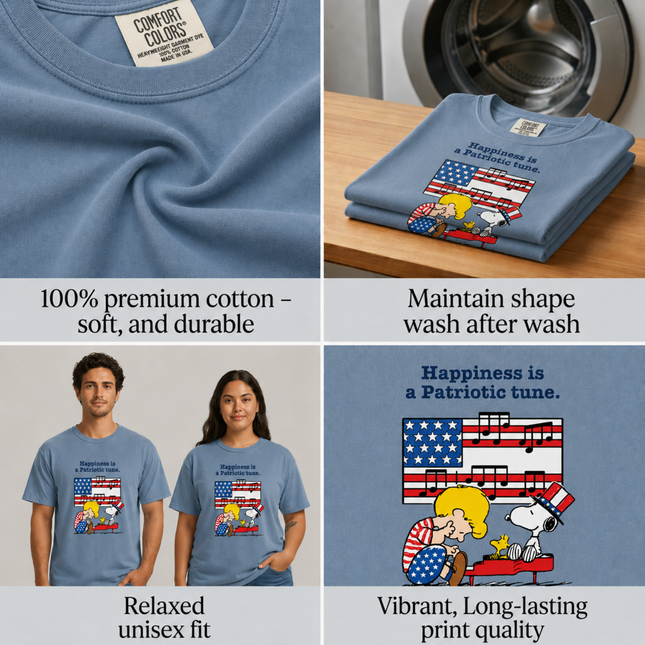 Comfort Colors Happiness is a Patriotic Tune Music Lover T-Shirt