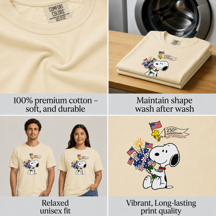 Comfort Colors 250th Anniversary Happy Independence Day Snoopy T-Shirt
