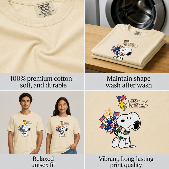 Comfort Colors 250th Anniversary Happy Independence Day Snoopy T-Shirt