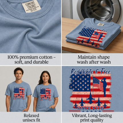 Comfort Colors Red White & Free Since 1776 T-Shirt