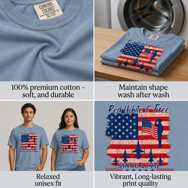Comfort Colors Red White & Free Since 1776 T-Shirt