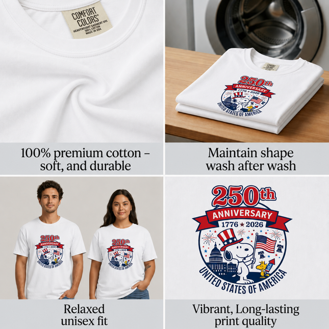 Comfort Colors 250th Anniversary United States of America Snoopy T-Shirt