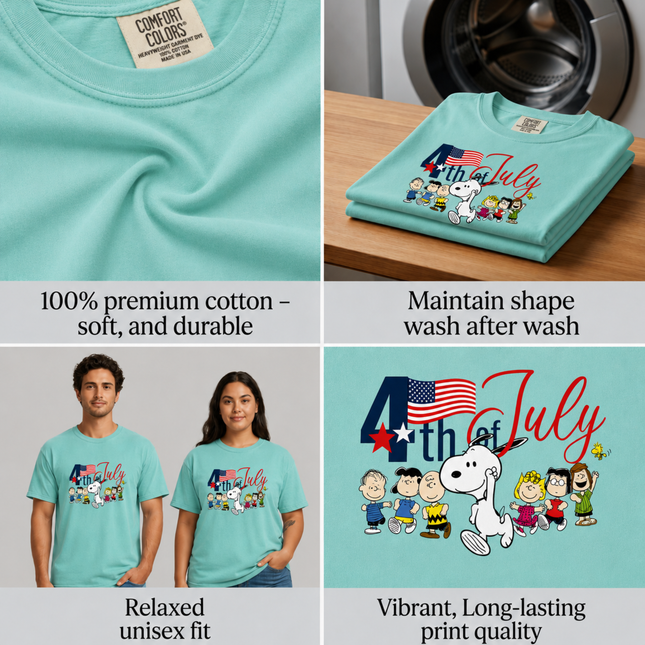 Comfort Colors 4th of July Patriotic Snoopy Friends Parade T-Shirt