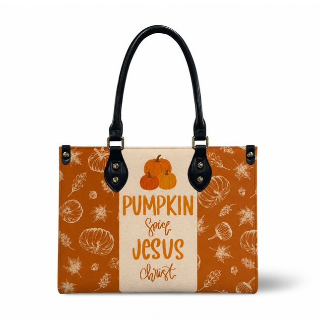 Pumpkin Spice Jesus Christ Halloween Leather Handbag