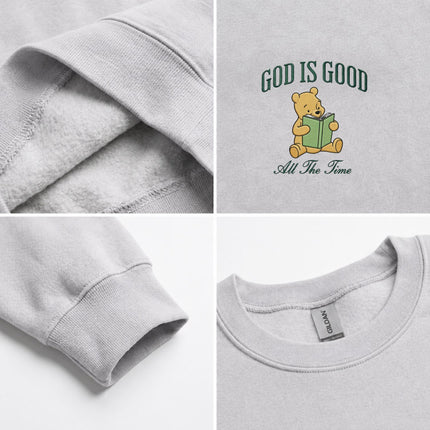 God Is Good All The Time Winnie the Pooh Embroidered Sweatshirt