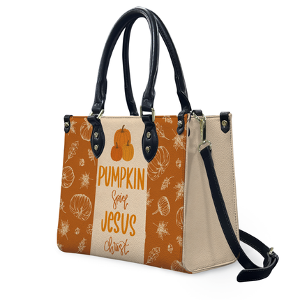 Pumpkin Spice Jesus Christ Halloween Leather Handbag