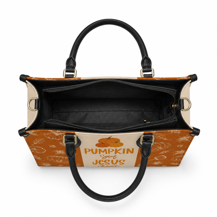 Pumpkin Spice Jesus Christ Halloween Leather Handbag