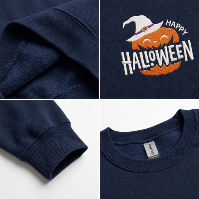 Happy Halloween Pumpkin Embroidered Sweatshirt
