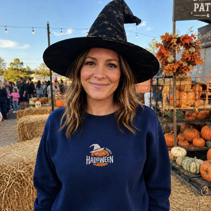 Happy Halloween Pumpkin Embroidered Sweatshirt