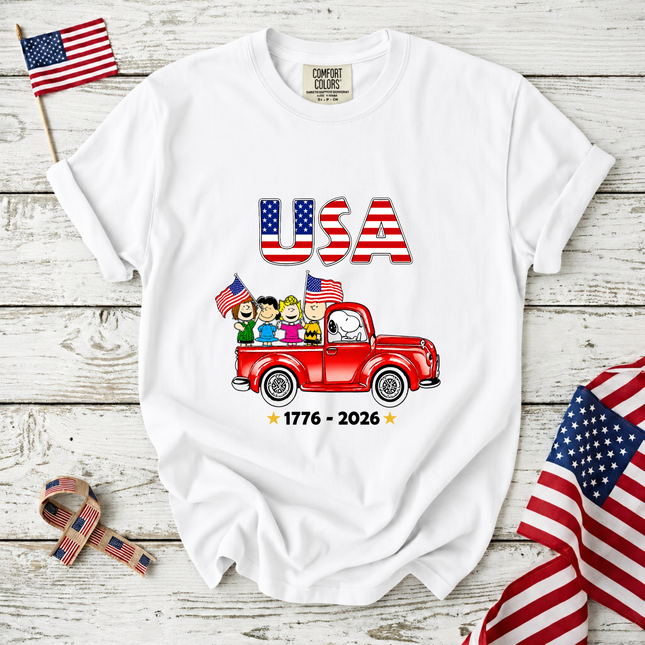 Comfort Colors USA Patriotic Friends Red Truck 250th Anniversary T-Shirt