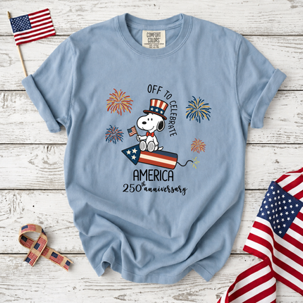 Comfort Colors Off To Celebrate America 250th Anniversary Fireworks T-Shirt