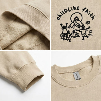 Childlike Faith Jesus Embroidered Sweatshirt