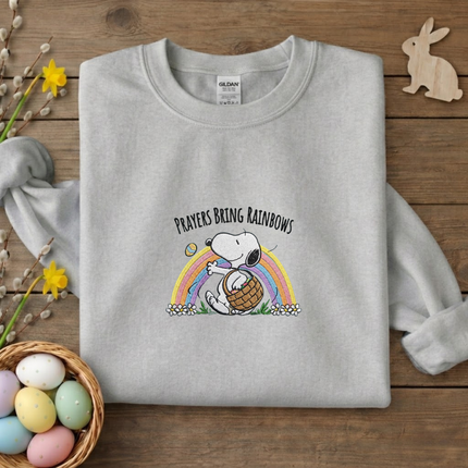 Prayers Bring Rainbows Easter Embroidered Sweatshirt