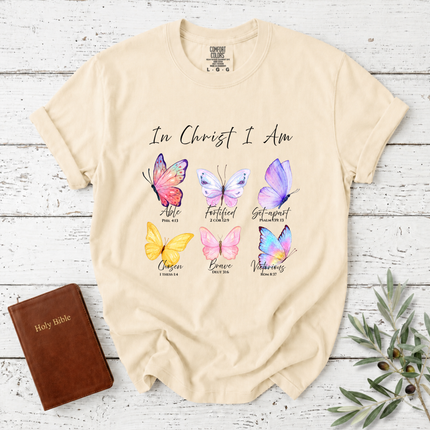 Comfort Colors In Christ I Am Butterfly T-Shirt