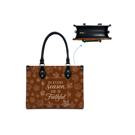 In Every Season He Is Faithful Christian Leather Handbag
