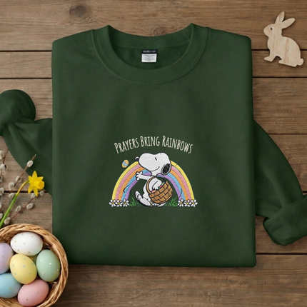 Prayers Bring Rainbows Easter Embroidered Sweatshirt