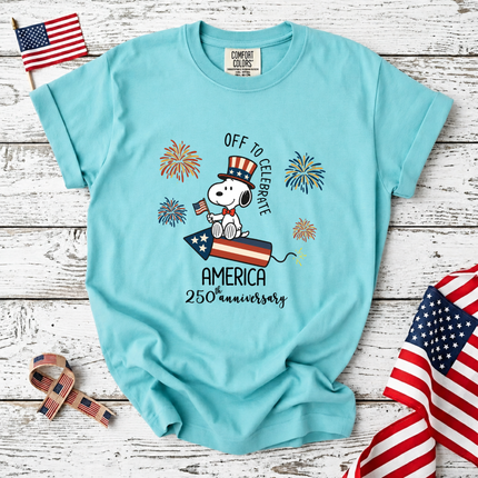 Comfort Colors Off To Celebrate America 250th Anniversary Fireworks T-Shirt