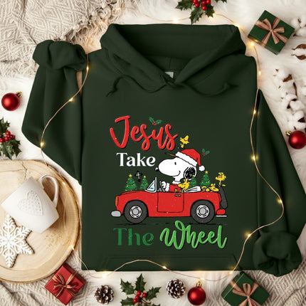 Jesus Takes The Wheel Snoopy Hoodie