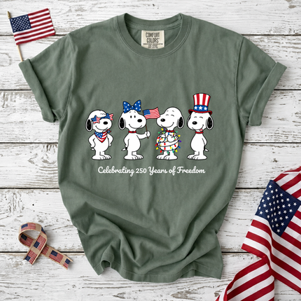 Comfort Colors Celebrating 250 Years of Freedom Patriotic Puppies T-Shirt