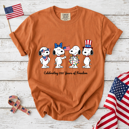Comfort Colors Celebrating 250 Years of Freedom Patriotic Puppies T-Shirt