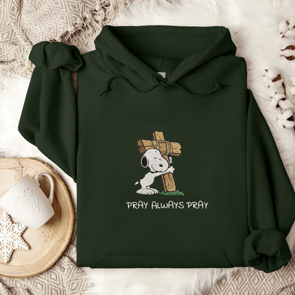 Pray Always Pray Gildan Embroidered Hoodie