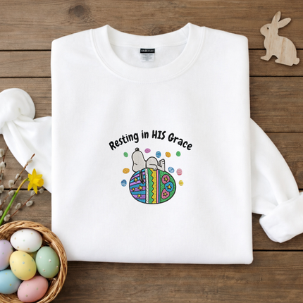 Resting in HIS Grace Embroidered Sweatshirt