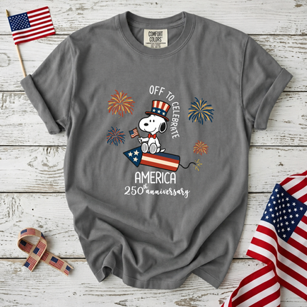 Comfort Colors Off To Celebrate America 250th Anniversary Fireworks T-Shirt