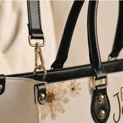 Fall for Jesus He Never Leaves Leather Handbag