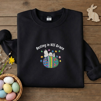 Resting in HIS Grace Embroidered Sweatshirt