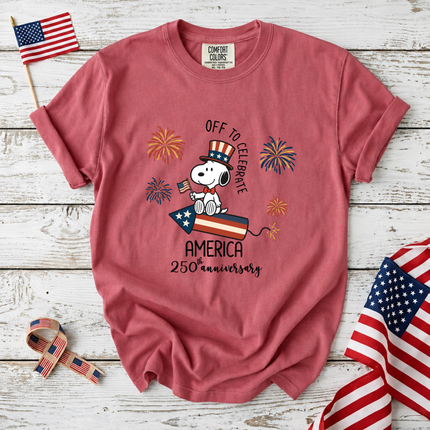 Comfort Colors Off To Celebrate America 250th Anniversary Fireworks T-Shirt